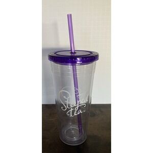 Tumbler Reusable Purple New w/ Straw & Lid Acrylic Travel Steeped Tea Brand